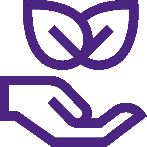 hand icon with a leaf