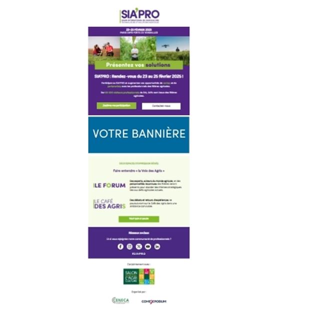 Visuel illustrant l'outil de communication "Votre logo sur la newsletter du SIA'PRO"