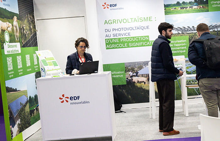 Exposant au SIA'PRO de la société EDF qui offre des solutions orientées sur l'agrovoltaisme